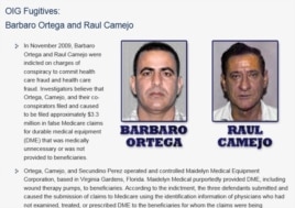 Bárbaro Ortega y Raúl Camejo. Dos de ocho cubanos acusados de fraude al Medicare que se cree están en Cuba.