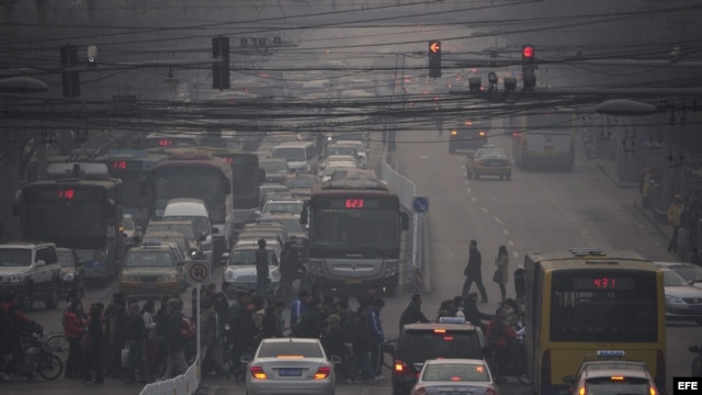 Contaminación ambiental en Pekín.