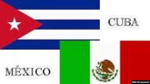 Banderas de Cuba y México.