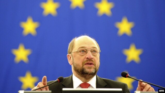 El presidente del Parlamento Europeo, Martin Schulz, da un discurso durante el pleno del Parlamento Europeo en Estrasburgo (Francia) . 