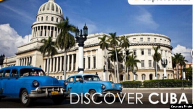 Anuncio de la Cámara de Comercio de Glen Ellyn, en Illinois, promoviendo el viaje a Cuba.