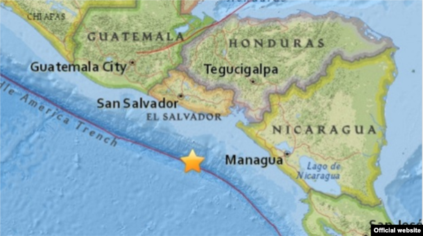 Ubicación del sismo sacudió este jueves a Centroamérica.