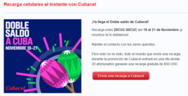 Una oferta de Cubacel.