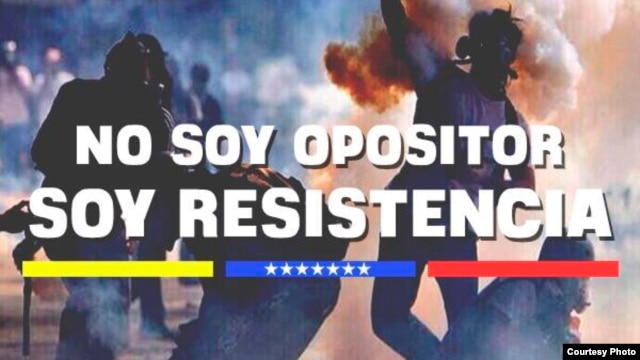 El cartel subraya la diferencia entre la resistencia radical y la oposición negociadora en Venezuela.