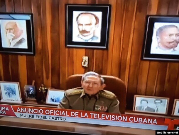 Raul Castro anuncia en la TV cubana la muerte de su hermano Fidel Castro