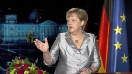 La canciller alemana Angela Merkel en su mensaje de fin de año. 