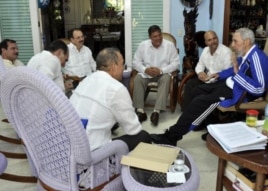 Reunión de Fidel Castro con los 5 espías el 28 de febrero del 2015.