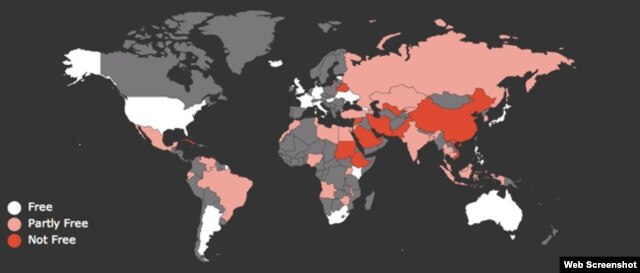 Mapa de la "Censura de Internet en el Mundo" elaborado pr IVPN.