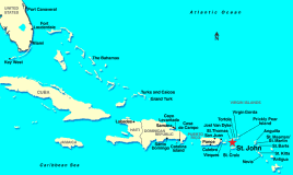 La estrella marca la posición de St John, Islas Vírgenes de EE.UU.