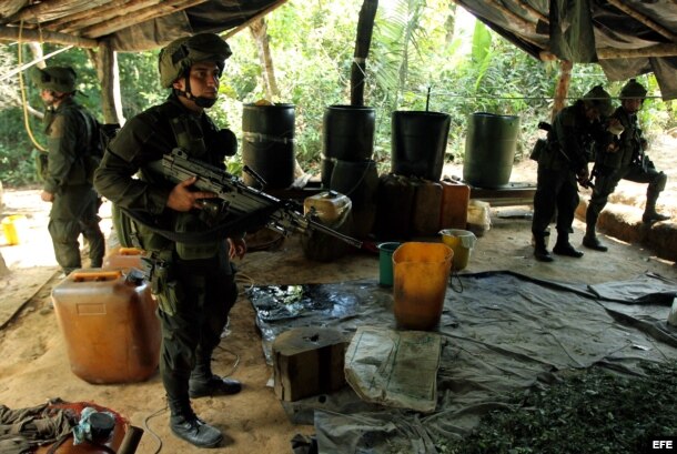Imagend e archivo de un perativo contra infraestructuras de narcotráfico de las FARC