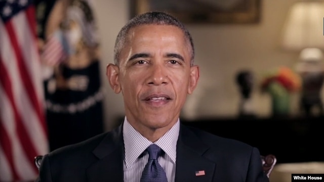 El presidente de los Estados Unidos, Barack Obama durante un mensaje semanal a la nación. 