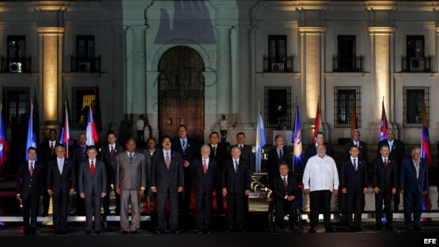 Asistentes a la cumbre de la Comunidad de Estados Latinoamericanos y Caribeños (Celac) . 