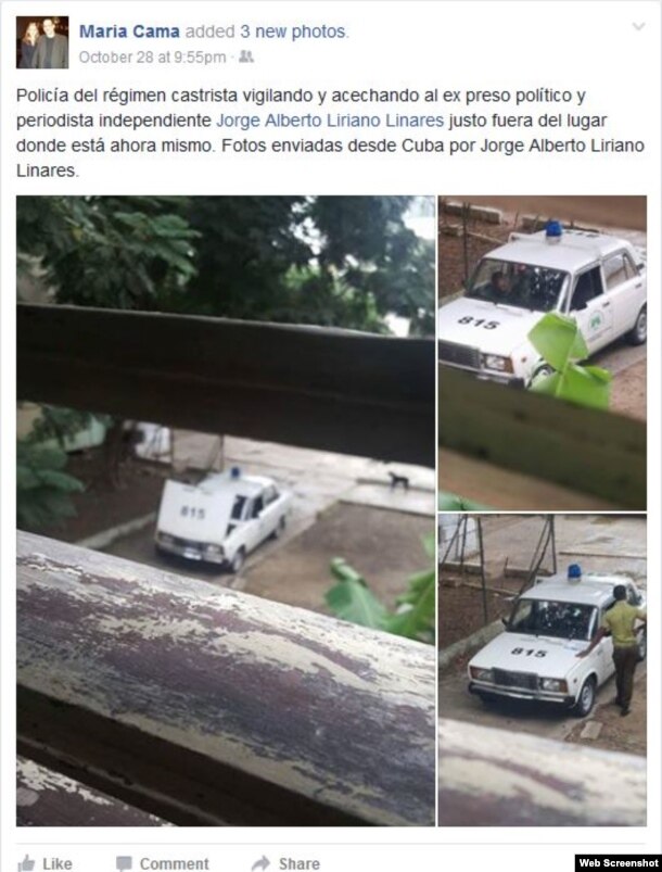 María Cama posteó en su cuenta de Facebook las fotos del acoso policial a Liriano Linares (Detalles).