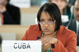 La representante permanente de Cuba en Ginebra, Anayansi Rodríguez.
