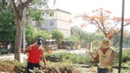 Trabajadores de servicios comunales de la ciudad de Las Tunas.