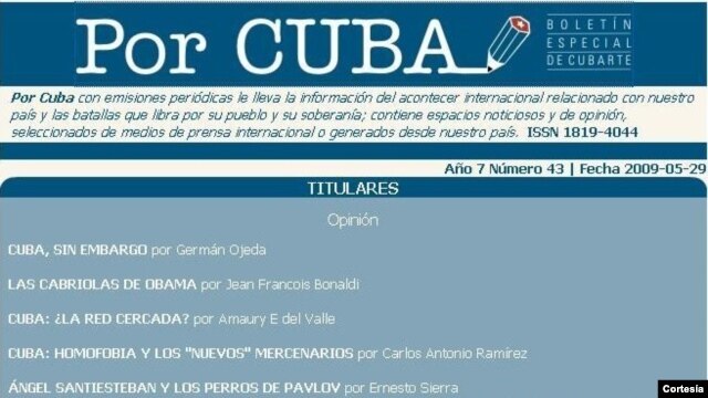 Boletín Por Cuba, del Ministerio de Cultura.