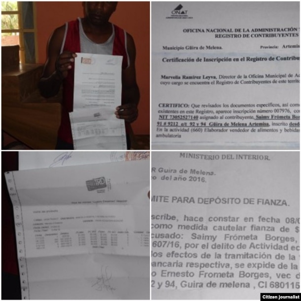 Saimy Frómeta Borges muestra documentos de compras y la fianza