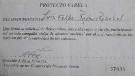Planilla de firma del Proyecto Varela