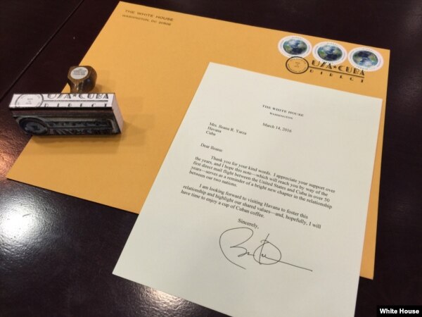 Carta de Obama para Ileana Yarza.