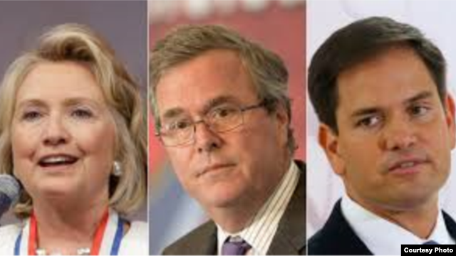 Si deciden aspirar, Hillary podría enfrentarse con Jeb Bush o Marco Rubio en el tema del embargo.