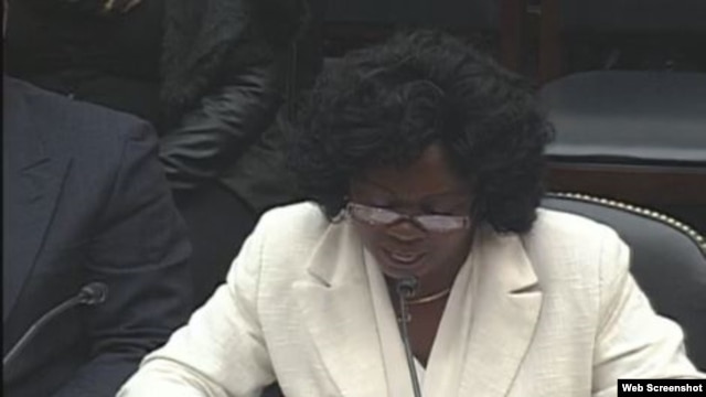 Berta Soler en su comparecencia en el Sub Comité de la Cámara de Representantes de EE.UU. Archivo.