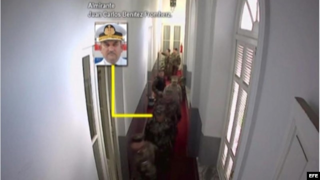 Imagen del video difundido por el gobierno paraguayo en el que se identifica a los militares que asistieron a la reunión.