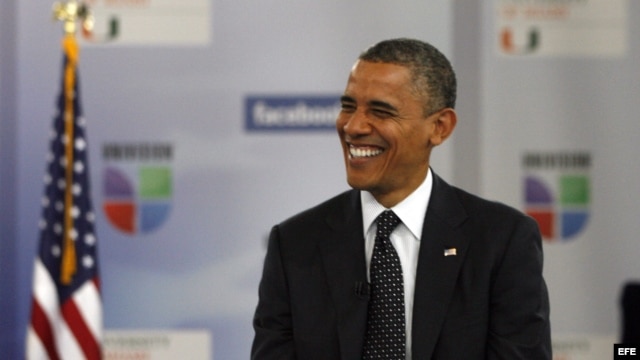 El presidente Barack Obama durante su entrevista en el programa de Univision, en la Universidad de Miami en Miami (EE.UU.). 