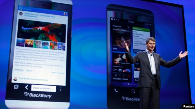 El presidente de Research in Motion (RIM) Thorsten Heins en el lanzamiento del nuevo Blackberry 10.  