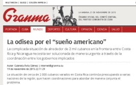 Artículo publicado en Granma sobre la crisis migratoria de los cubanos en Centroamérica