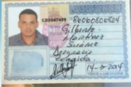 Carnet de Identidad expedido en Cuba a Gilberto Martínez Suárez en marzo del 2014