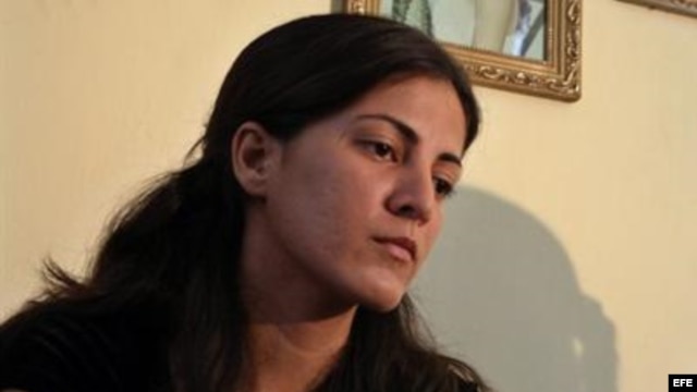 Rosa María Payá durante una rueda de prensa en Habana, Cuba.