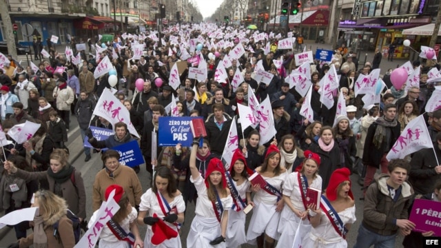 Manifestación masiva contra el matrimonio homosexual en París.