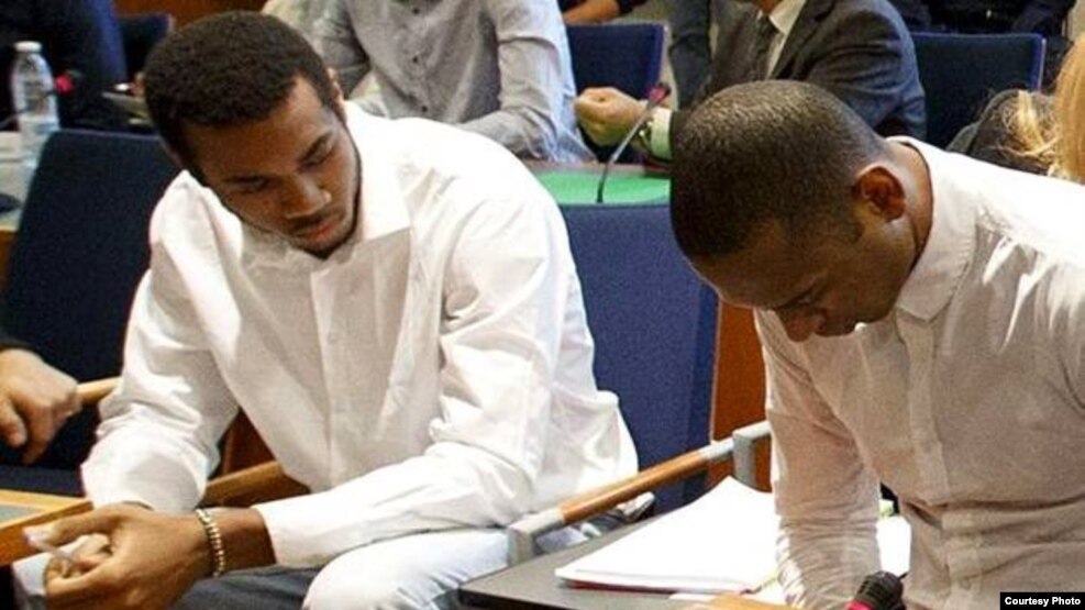 Una imagen tomada durante el juicio en Tampere, Finlandia, contra voleibolistas cubanos acusados de violación agravada.