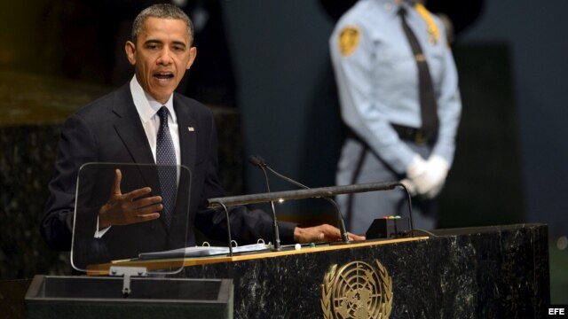 Barack Obama, pronuncia un discurso durante la inauguración de la 67 sesión de la Asamblea General de la ONU en Nueva York. 
