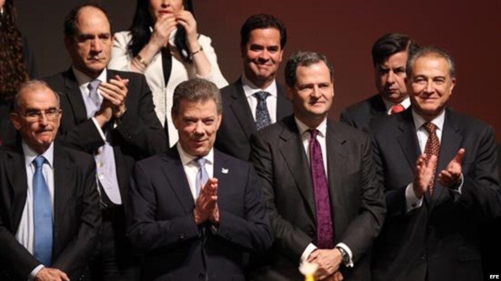 El Presidente de Colombia, Juan Manuel Santos, en la firma del nuevo acuerdo de paz, Bogotá.