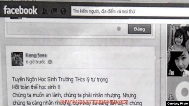 Página de Facebook de la estudiante vietnamita 