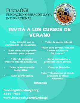 Fragmento de un cartel con los cursos de verano de FundaOgi que incluye uno sobre liderazgo comunitario.