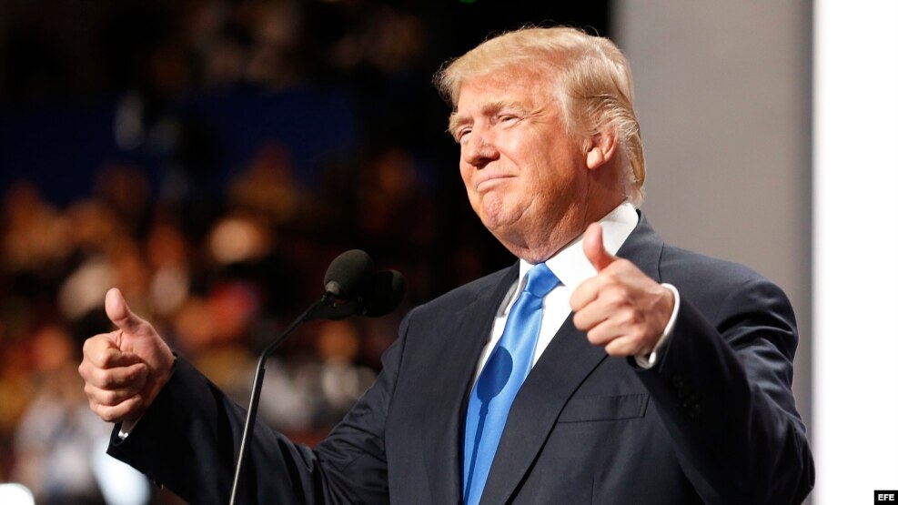 El precandidato presidencial republicano Donald Trump.