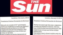 Carta del diario The Sun a la presidenta de Argentina 