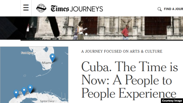 Anuncio de viaje a Cuba por The New York Times 