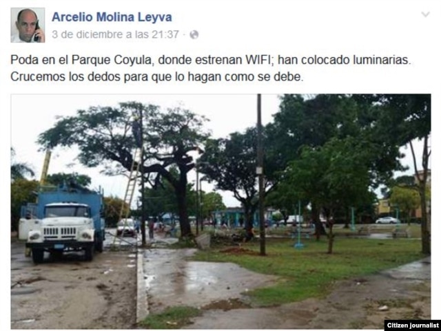 Reporta Cuba Parque Coyula Nueva área para conexión WiFi Foto Arcelio Molina