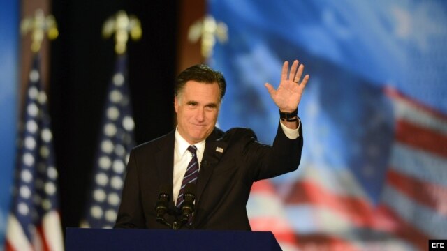 El candidato republicano a la presidencia, Mitt Romney, se dirige a sus seguidores con un discurso en el Centro de Convenciones de Boston en Estados Unidos. 