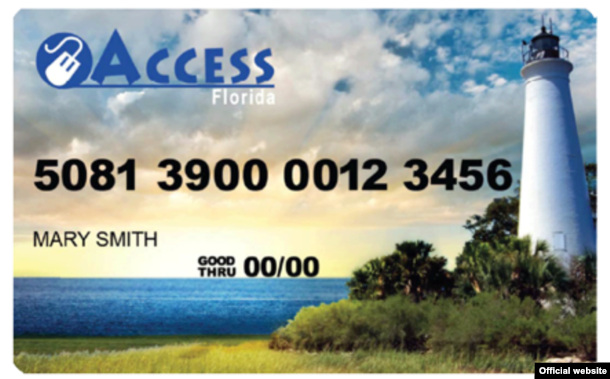 Tarjeta electrónica de ayuda alimentaria emitida por el estado de la Florida.
