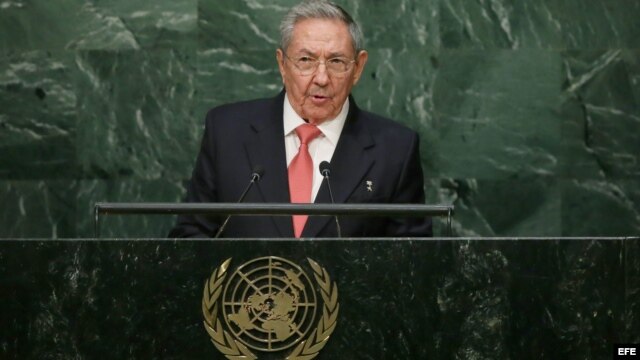 Raúl castro durante su discurso en la Cumbre de Desarrollo Sostenible de la ONU.