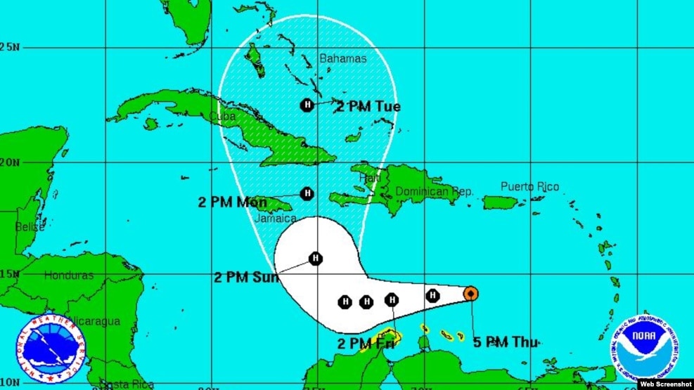 Trayectoria del huracán Matthew. (NOAA)