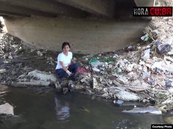 Contaminación de río en Camaguey, denunciado por Inalkis Rodríguez. Foto: Cortesía de la entrevistada.