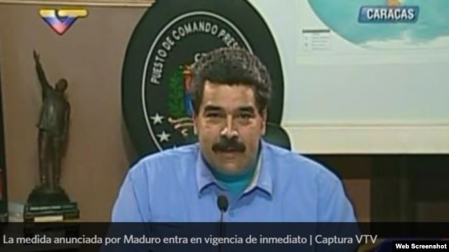 El presidente de Venezuela, Nicolás Madura, anuncia el estado de excepción en el Táchira, desde el Palacio de Miraflores.
