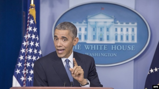 Barack Obama durante una conferencia de prensa sobre el restablecimiento de las relaciones con Cuba (19 de diciembre, 2014).