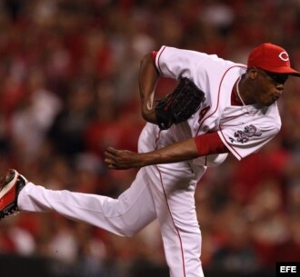 El lanzador zurdo de los Rojos de Cincinnati, Aroldis Chapman. 