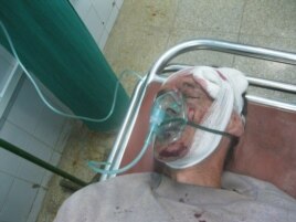 Rolando Díaz Silva, mientras recibía los primeros auxilios.